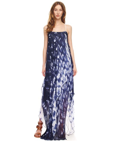 michael kors colection field floral dress blue|Michael Kors maxi dress.